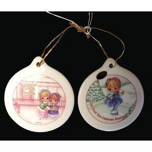 Vintage Precious Moments Ceramic Christmas Ornaments Set Of 4 PB I